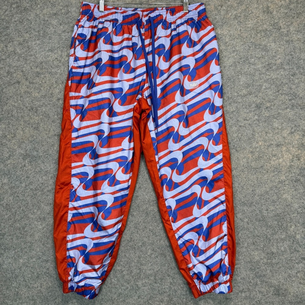 Nike Sportswear Icon‎ Clash Woven All Over Print Track Pants Womens XL Red Blue